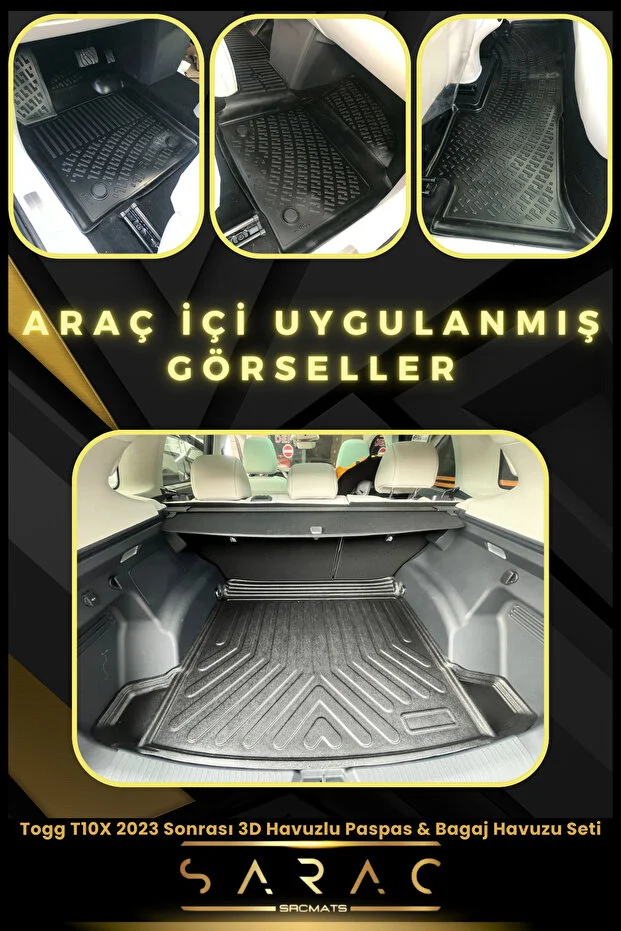Togg T10x 2023 Sonrası Araca Özel 3d Havuzlu Paspas & Bagaj Havuzu Seti (HEDİYELİ!)